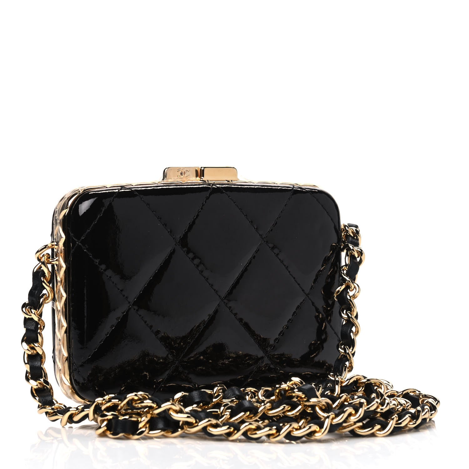 Chanel Glazed Goatskin Quilted Small Box With Chain Black 2 of 4