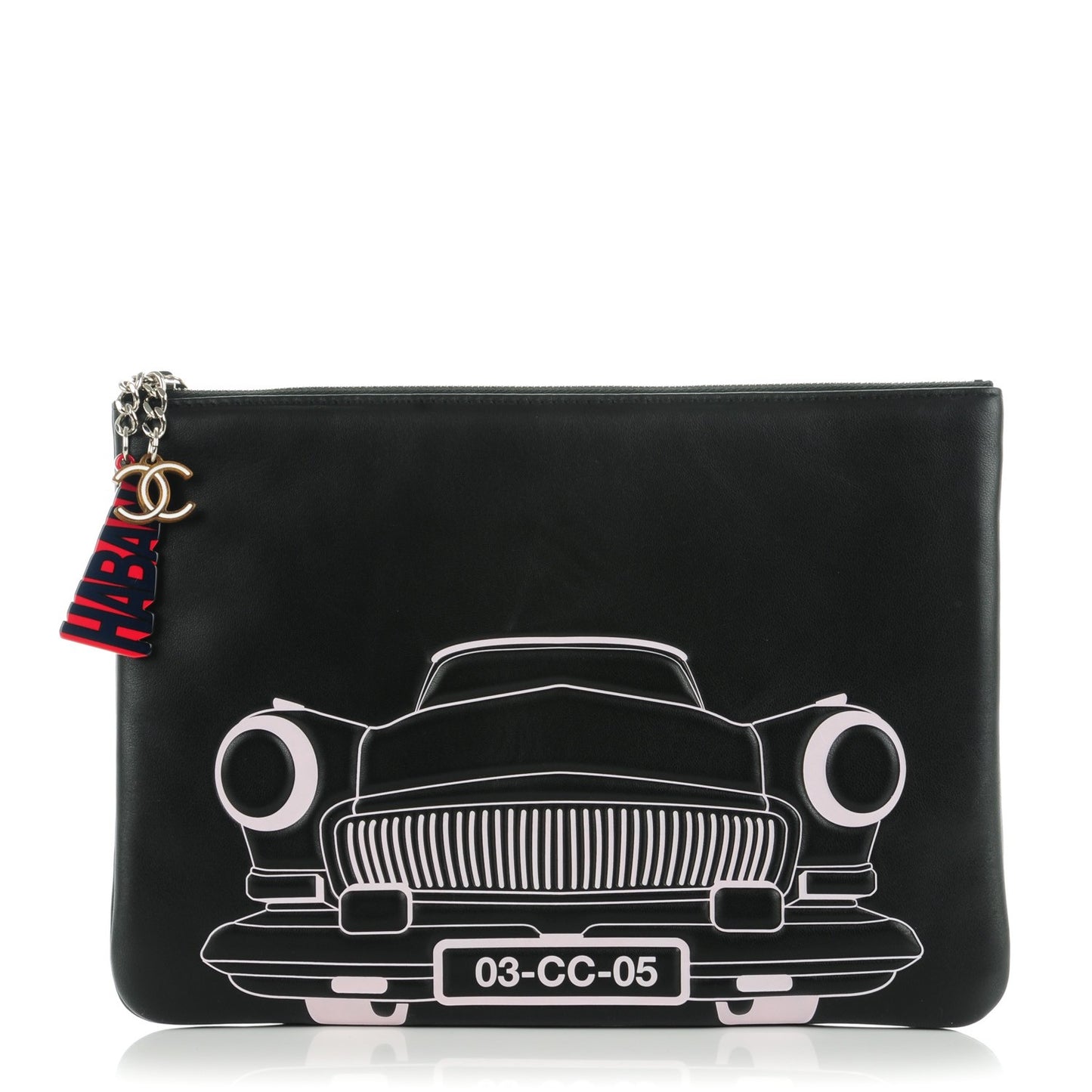 Lambskin Medium Cuba Car Cosmetic Case Black