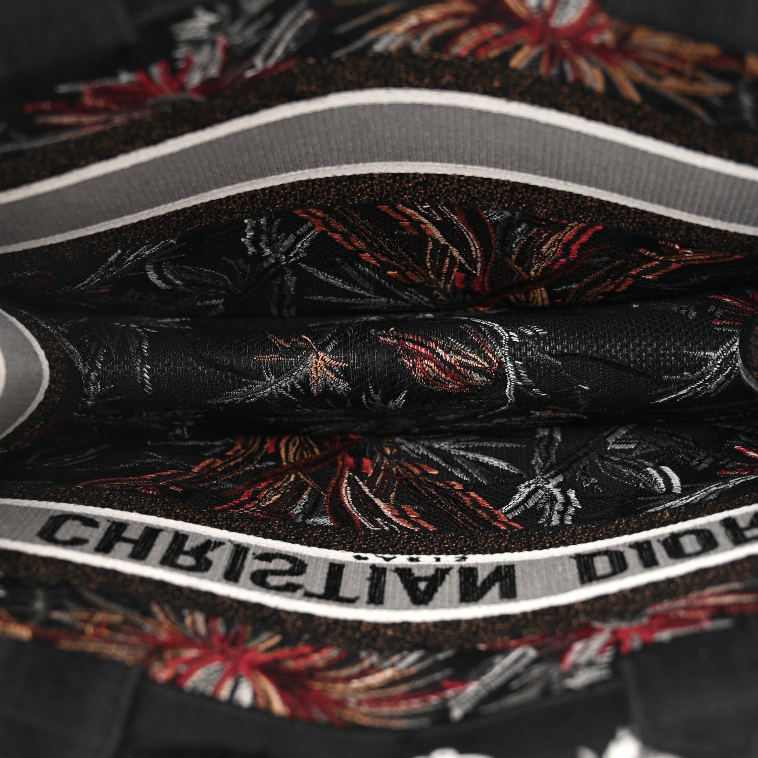 Christian Dior Canvas Embroidered Medium Camouflage Flowers Book Tote Black Multicolor 5 of 10