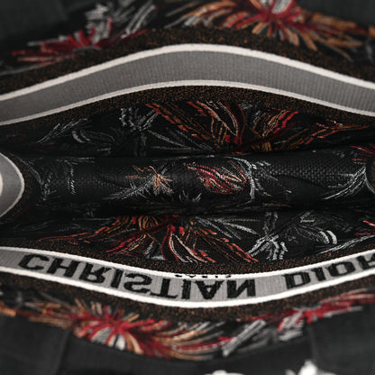 Christian Dior Canvas Embroidered Medium Camouflage Flowers Book Tote Black Multicolor 5 of 10