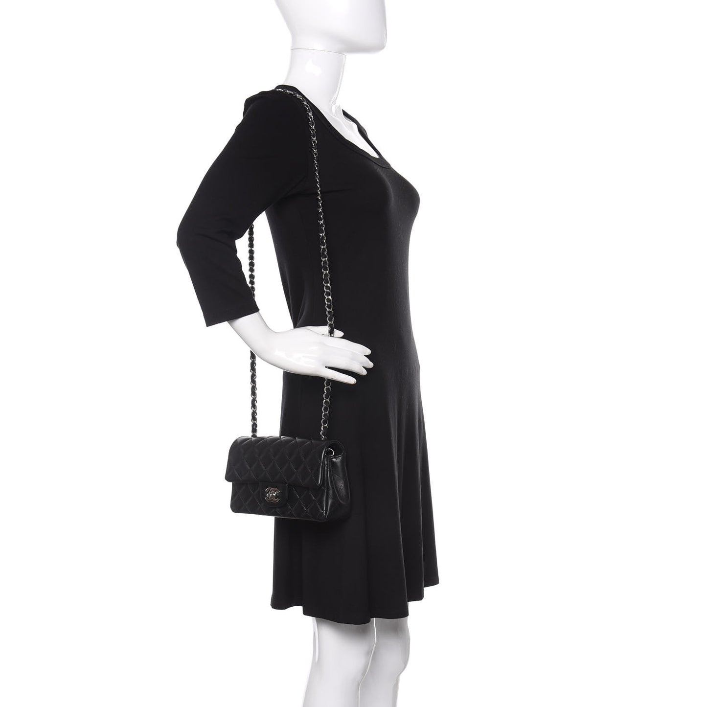 Lambskin Quilted Mini Rectangular Flap Black