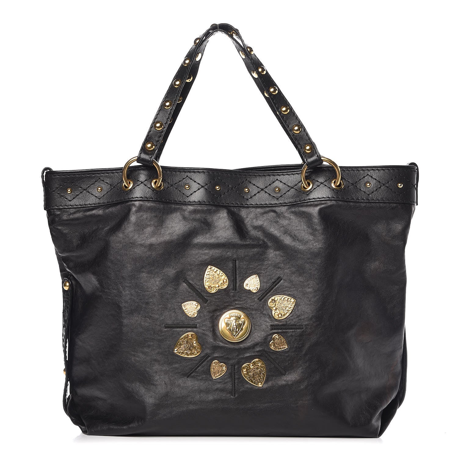 Gucci Calfskin Studded Medium Irina Tote Black 1 of 9