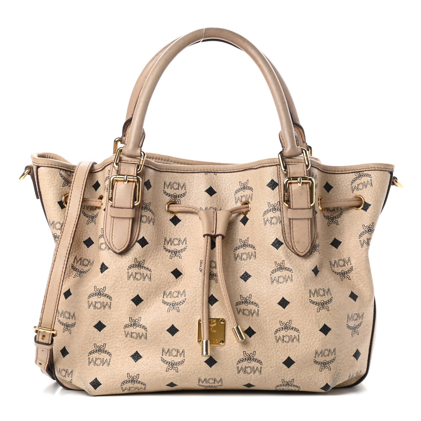 Visetos Drawstring Bucket Bag Beige
