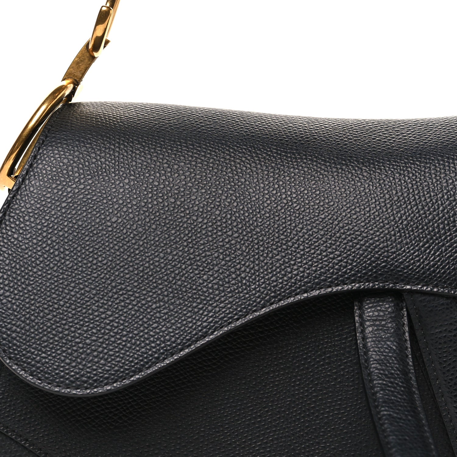 Christian Dior Grained Calfskin Saddle Bag Black 7 of 9