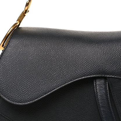 Christian Dior Grained Calfskin Saddle Bag Black 7 of 9