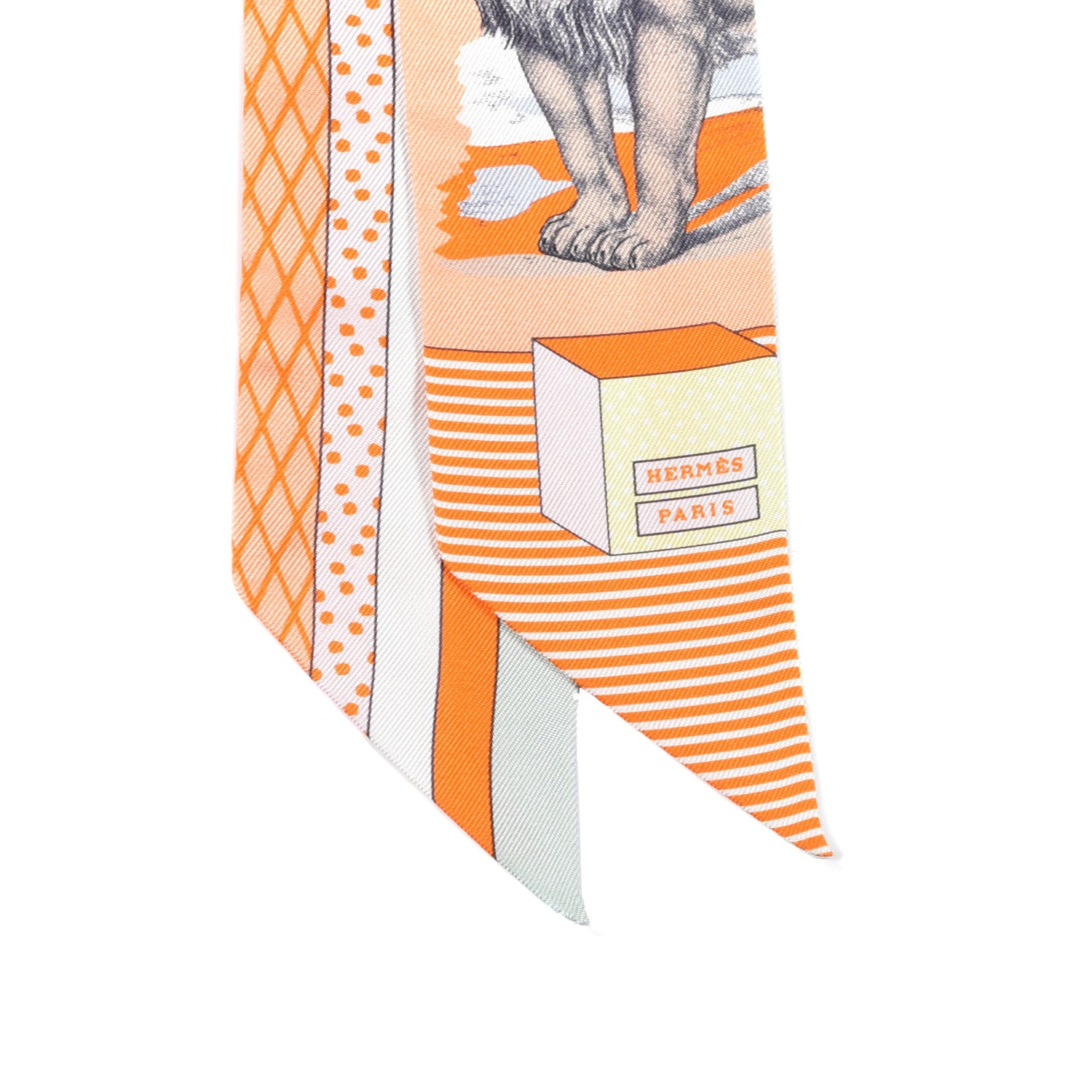 Hermes Silk Twilly Grand Theatre Nouveau Abricot Orange Jaune 2 of 4