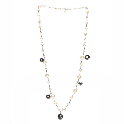 Chanel Pearl Crystal CC Beaded Long Necklace Gold 3 of 6