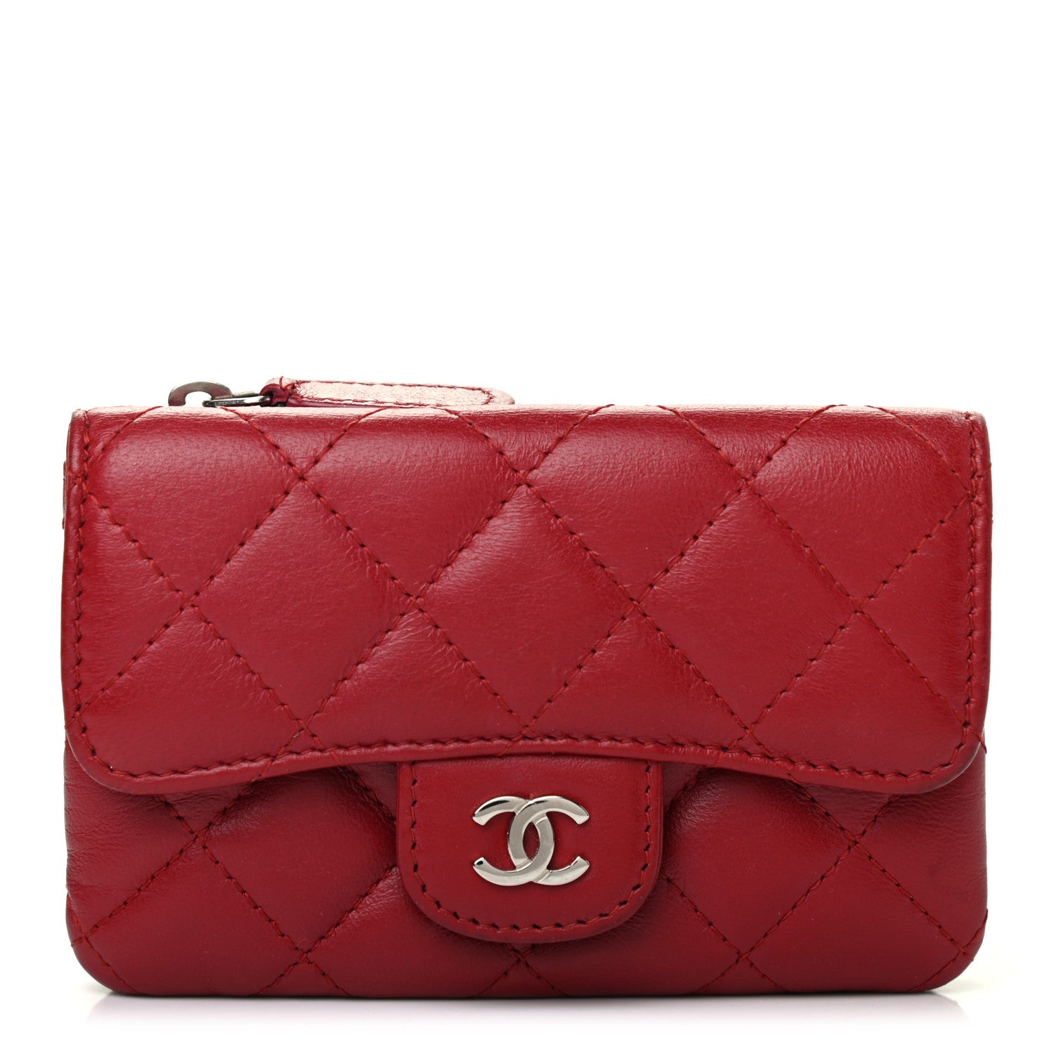 Chanel Lambskin Quilted Coin Purse Red 1 of 19