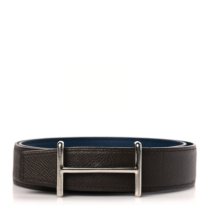 Hermes Epsom 32mm Idem Belt 85 34 Chocolate Bleu De Malte 1 of 7