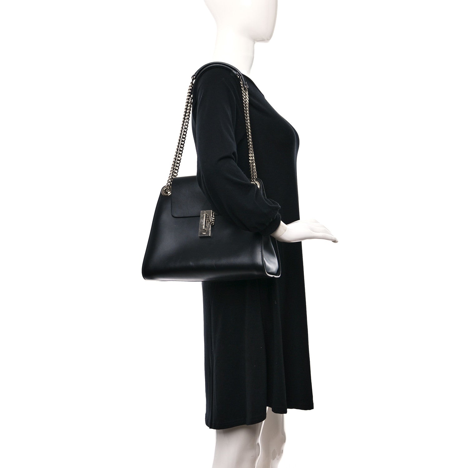 Chloe Shiny Calfskin Medium Annie Shoulder Bag Black 2 of 9