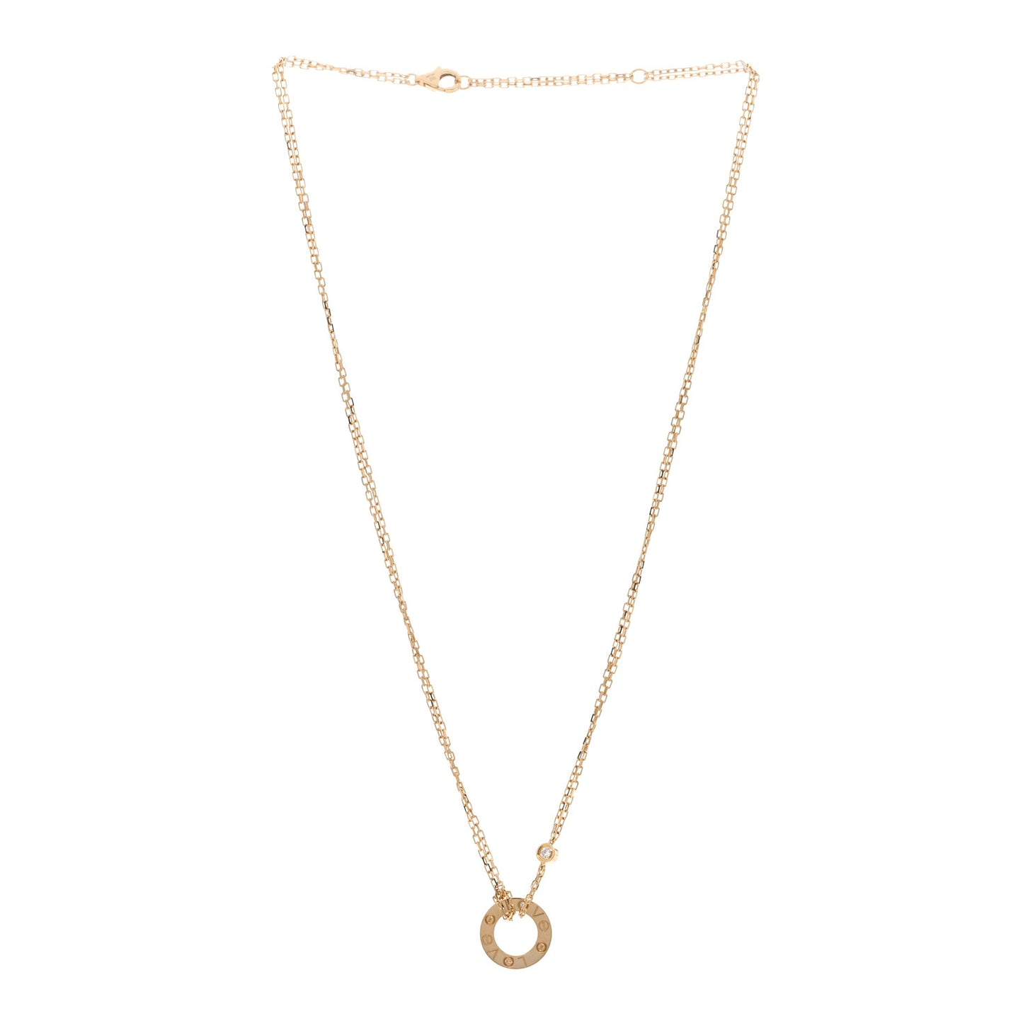 18K Yellow Gold 2 Diamond LOVE Necklace