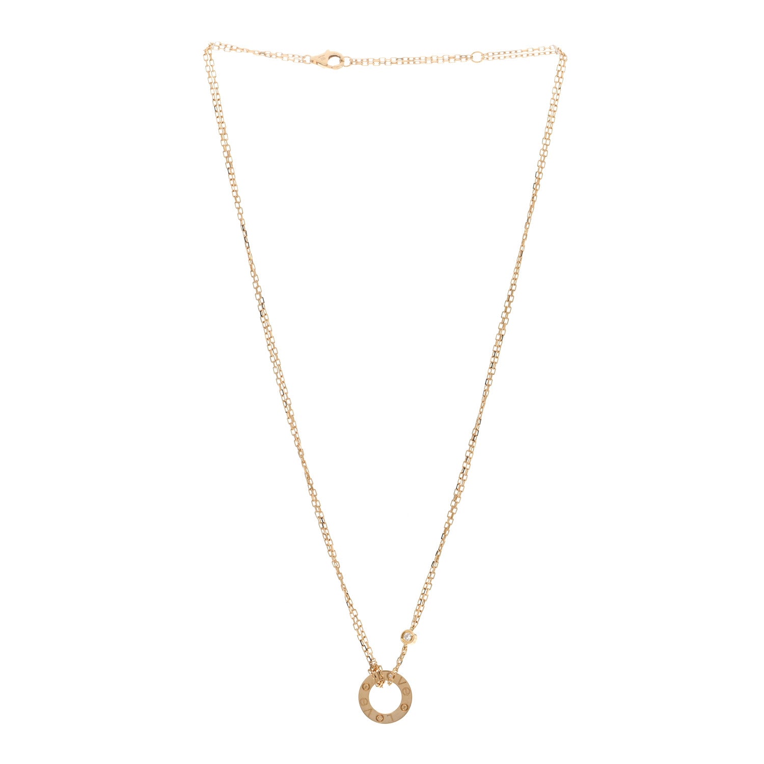Cartier 18K Yellow Gold 2 Diamond LOVE Necklace 2 of 4