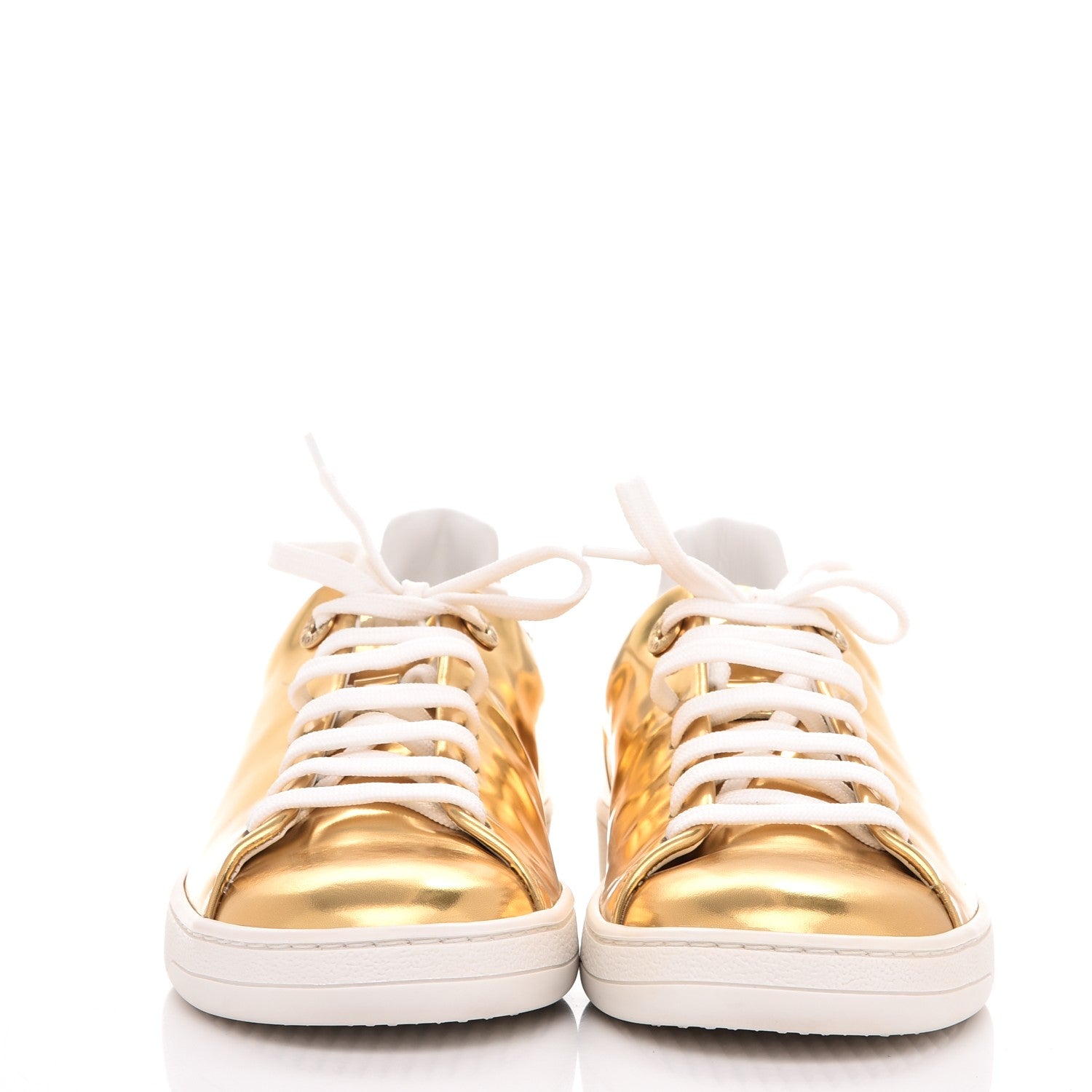 Louis Vuitton Metallic Calfskin Frontrow Sneakers 37 Gold 2 of 10