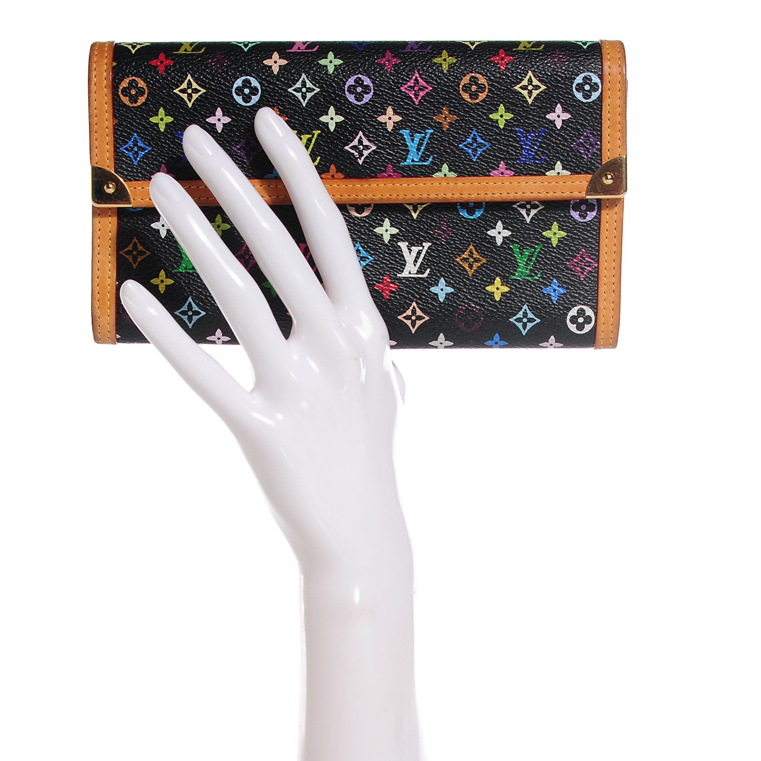 Louis Vuitton Monogram Multicolor Porte Tresor International Wallet Black 2 of 9