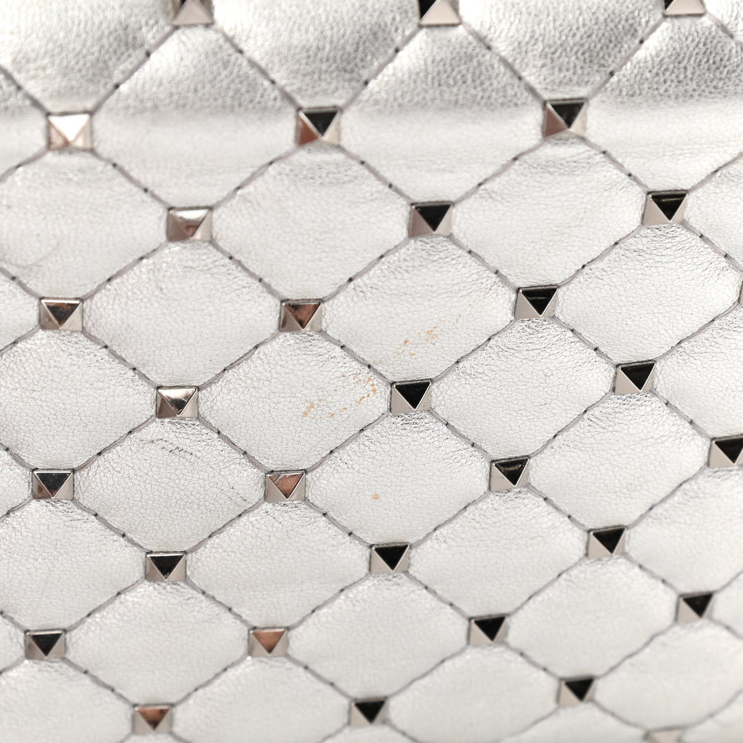 Metallic Nappa Medium Rockstud Spike Shoulder Bag Silver