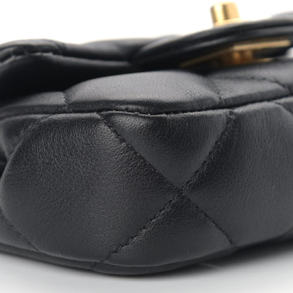 Chanel Calfskin Quilted Lady Handle Flap Card Holder With Chain Black 8 of 10