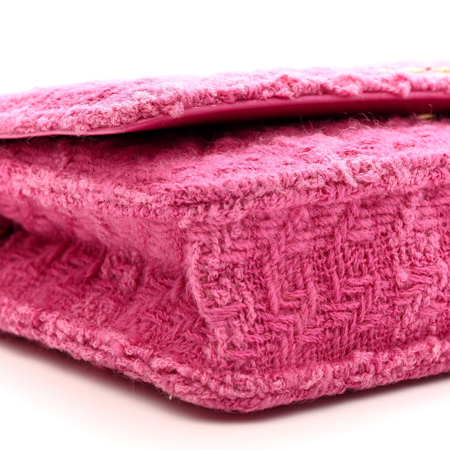 Chanel Wool Tweed Lambskin Quilted Chanel 19 Wallet On Chain WOC Fuchsia 9 of 10