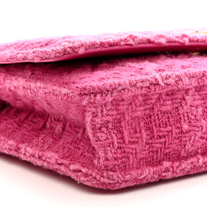 Chanel Wool Tweed Lambskin Quilted Chanel 19 Wallet On Chain WOC Fuchsia 9 of 10