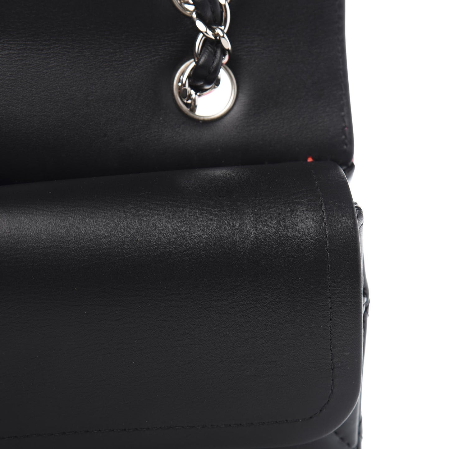 Patent Calfskin Quilted Bi-Color Medium Double Flap Pink Black