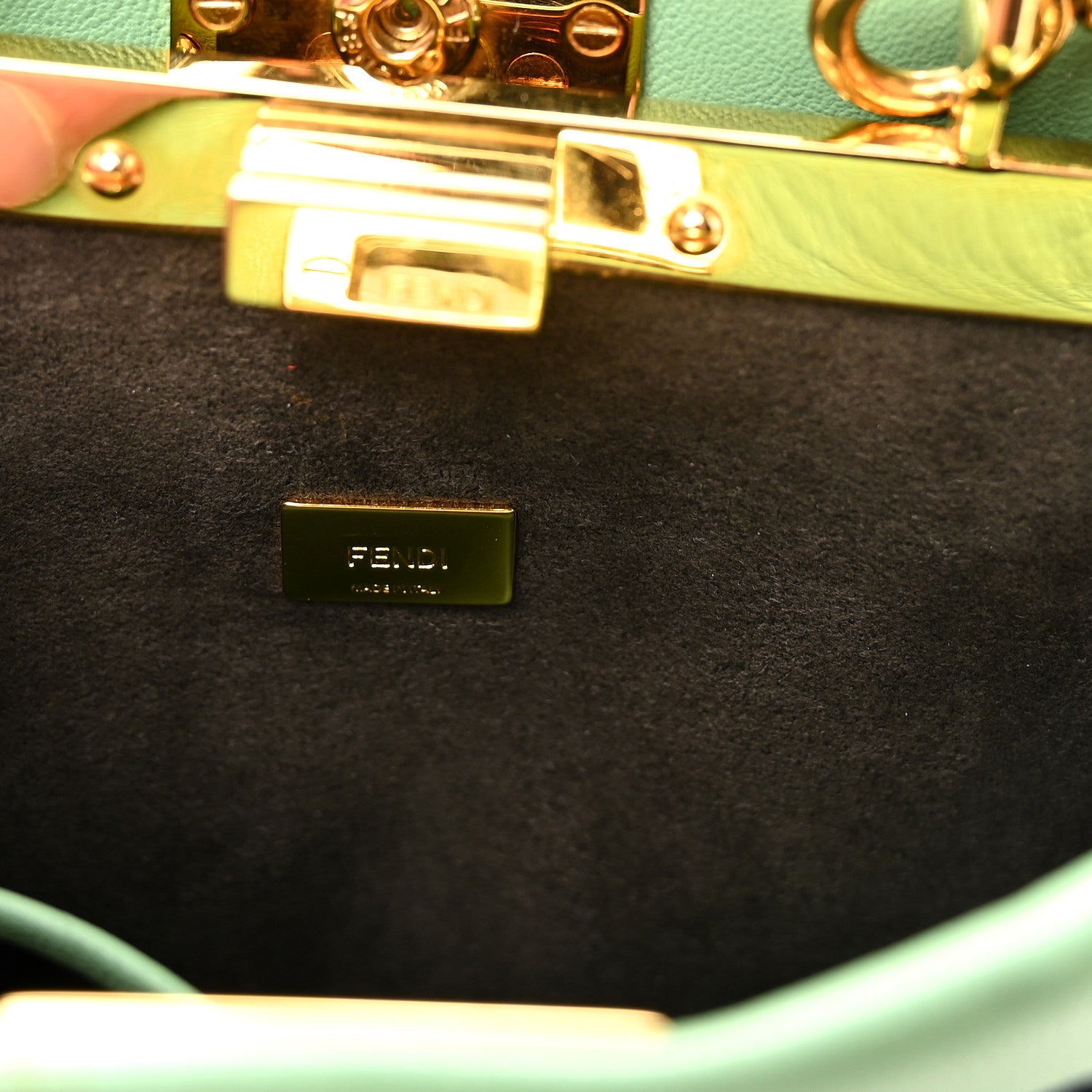 Fendi Shiny Nappa Micro Peekaboo Iconic Satchel Verde Acqua 6 of 9