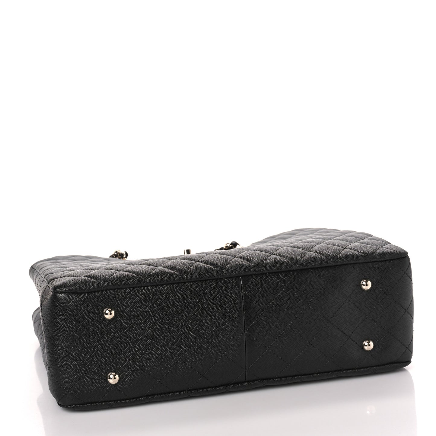 Caviar Quilted Large Shopping Tote Black