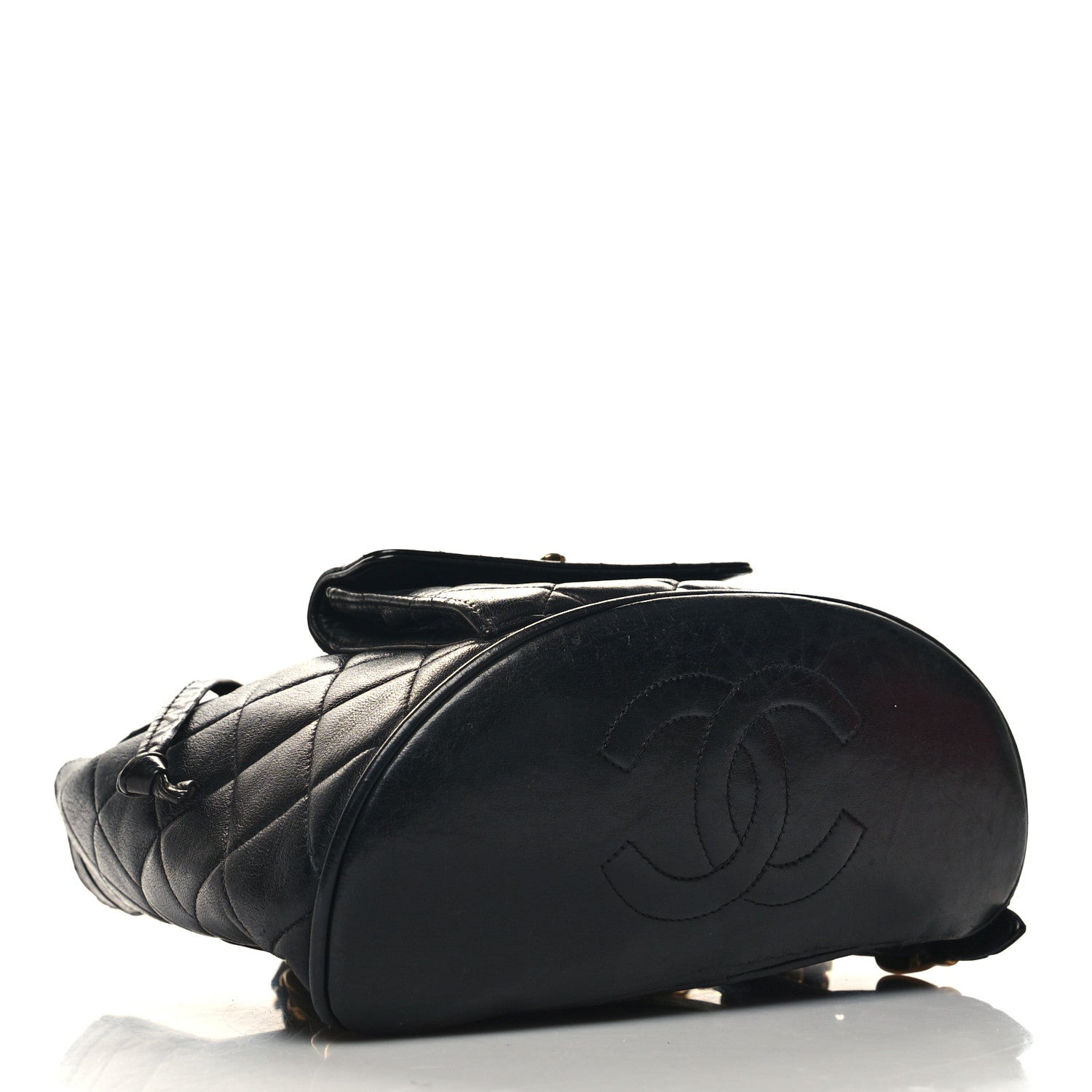 Chanel Lambskin Quilted Drawstring Backpack Black 4 of 12