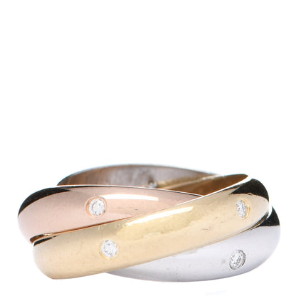 Cartier 18K Pink Yellow White Gold Diamond Trinity Ring 50 5.25 1 of 5