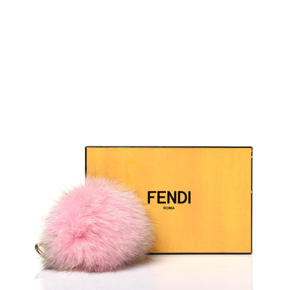 Fendi Fox Fur Vitello Elite Bi-Color Pom Pom Bag Charm Rosa Cammello Cipria 4 of 4