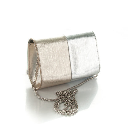 Fendi Vitello Mirror Elite Bi-Color Mini Rush Clutch Argento Champagne 3 of 8