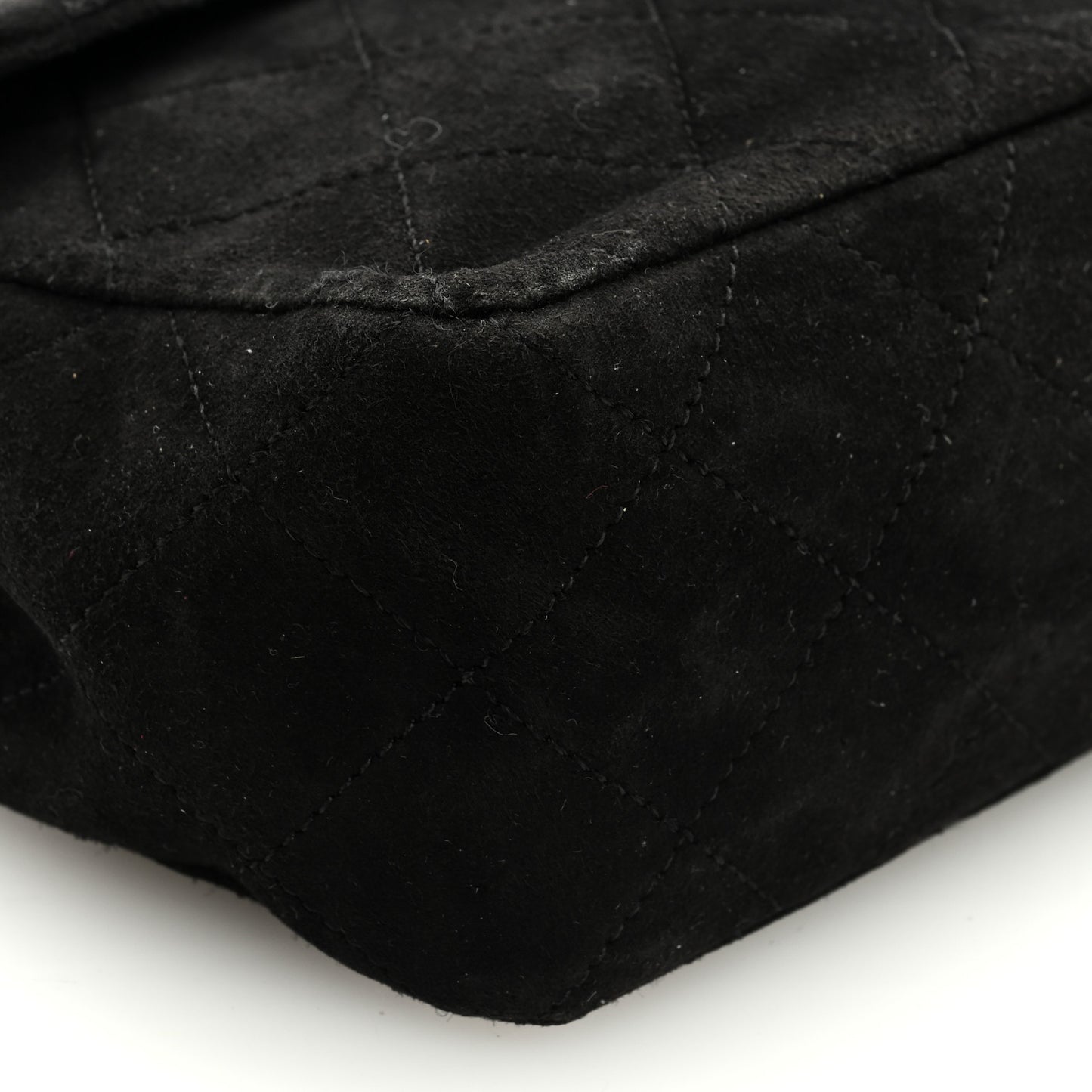 Suede Quilted Mini Square Flap Black