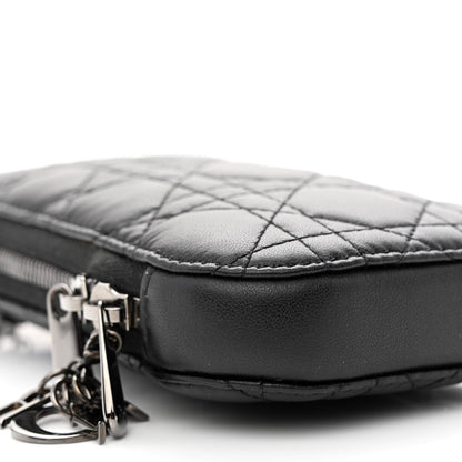 Christian Dior Lambskin Cannage Lady Dior Phone Holder Black 8 of 10