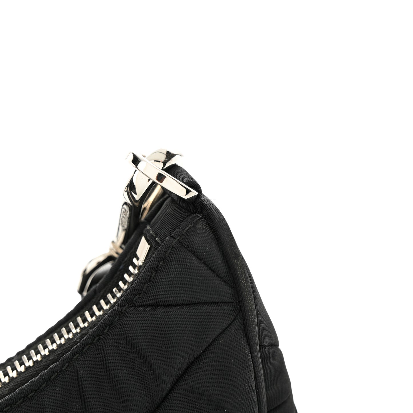 Re-Nylon Triangle Padded Patchwork Shoulder Bag Black