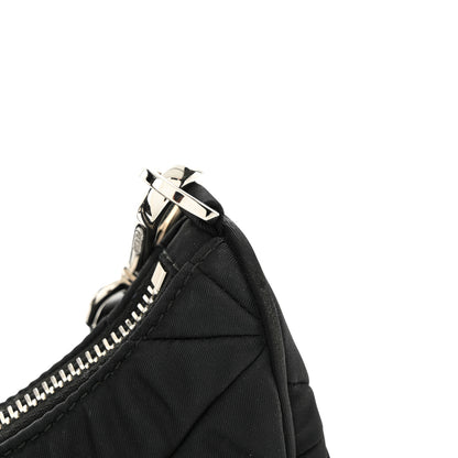 Prada Re-Nylon Triangle Padded Patchwork Shoulder Bag Black 10 of 11
