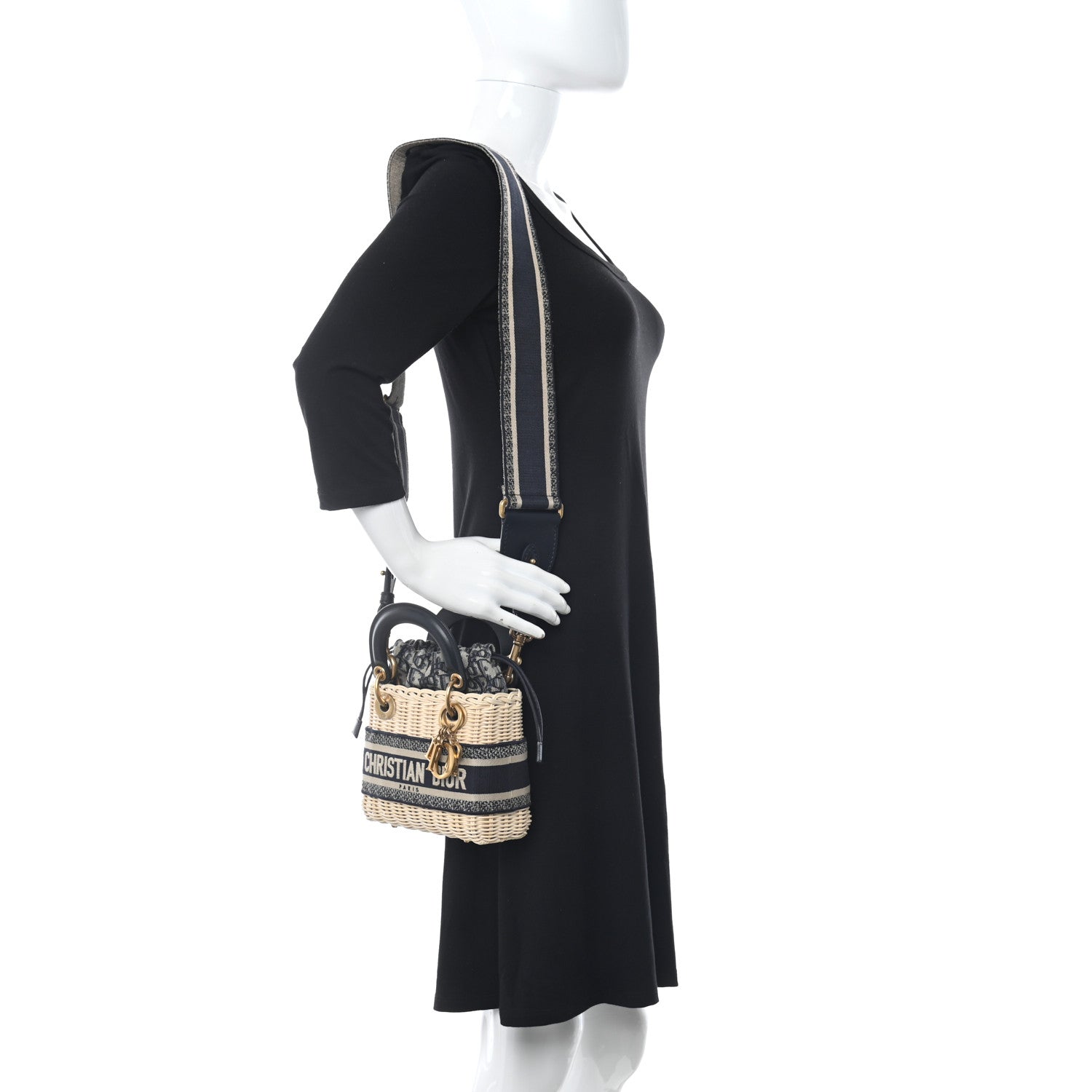 Christian Dior Wicker Oblique Mini Lady Dior Bag Blue 2 of 9