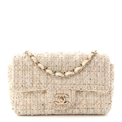 Chanel Tweed Quilted Mini Rectangular Flap Off White 1 of 10