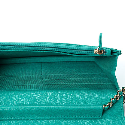 Chanel Caviar Quilted Wallet On Chain WOC Turquoise 4 of 9