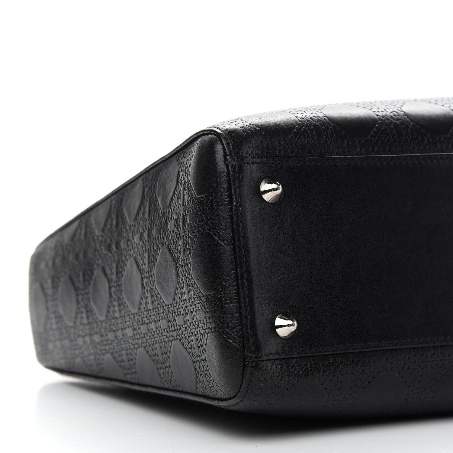 Christian Dior Lambskin Embossed Cannage Large Lady Dior Black 8 of 11