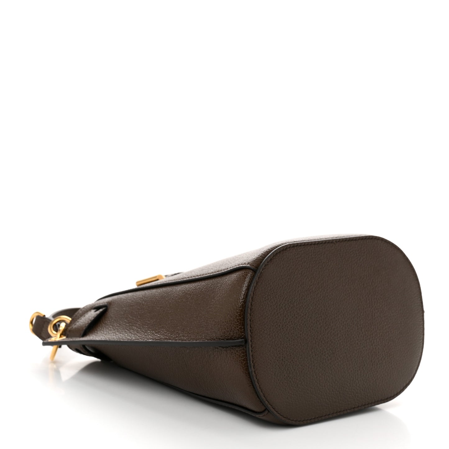 Grained Calfskin Mini Audrey Belt Bucket Bag Dark Khaki