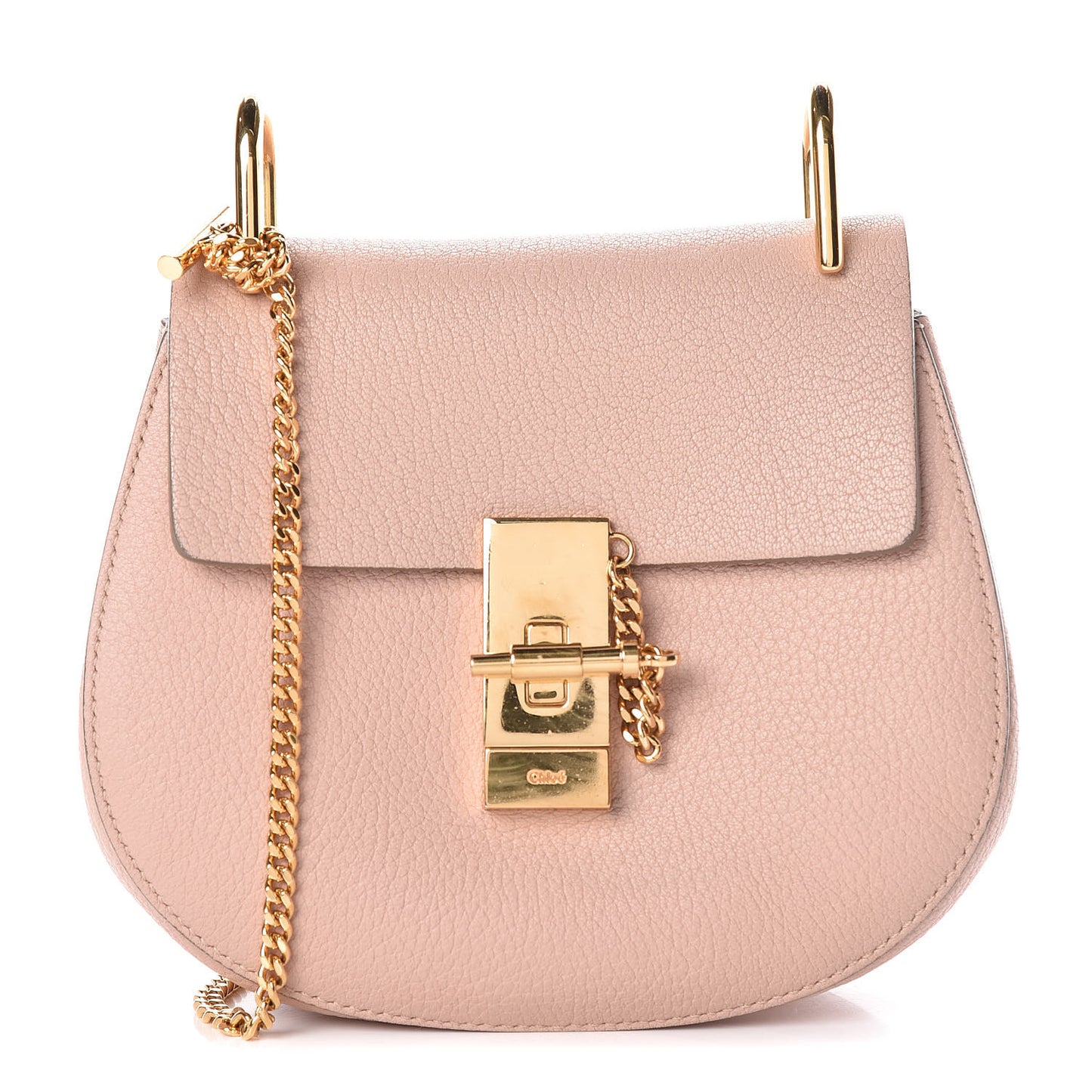 Grained Lambskin Mini Drew Shoulder Bag Cement Pink