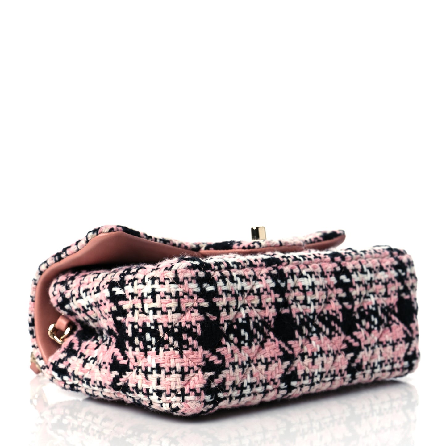 Tweed Quilted Mini Rectangular Flap Pink Black White