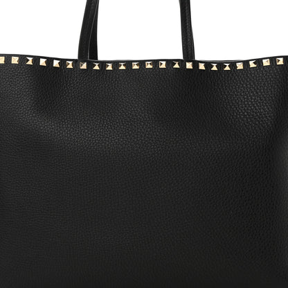 Valentino Garavani Grained Calfskin Rockstud Shoulder Tote Black 7 of 10