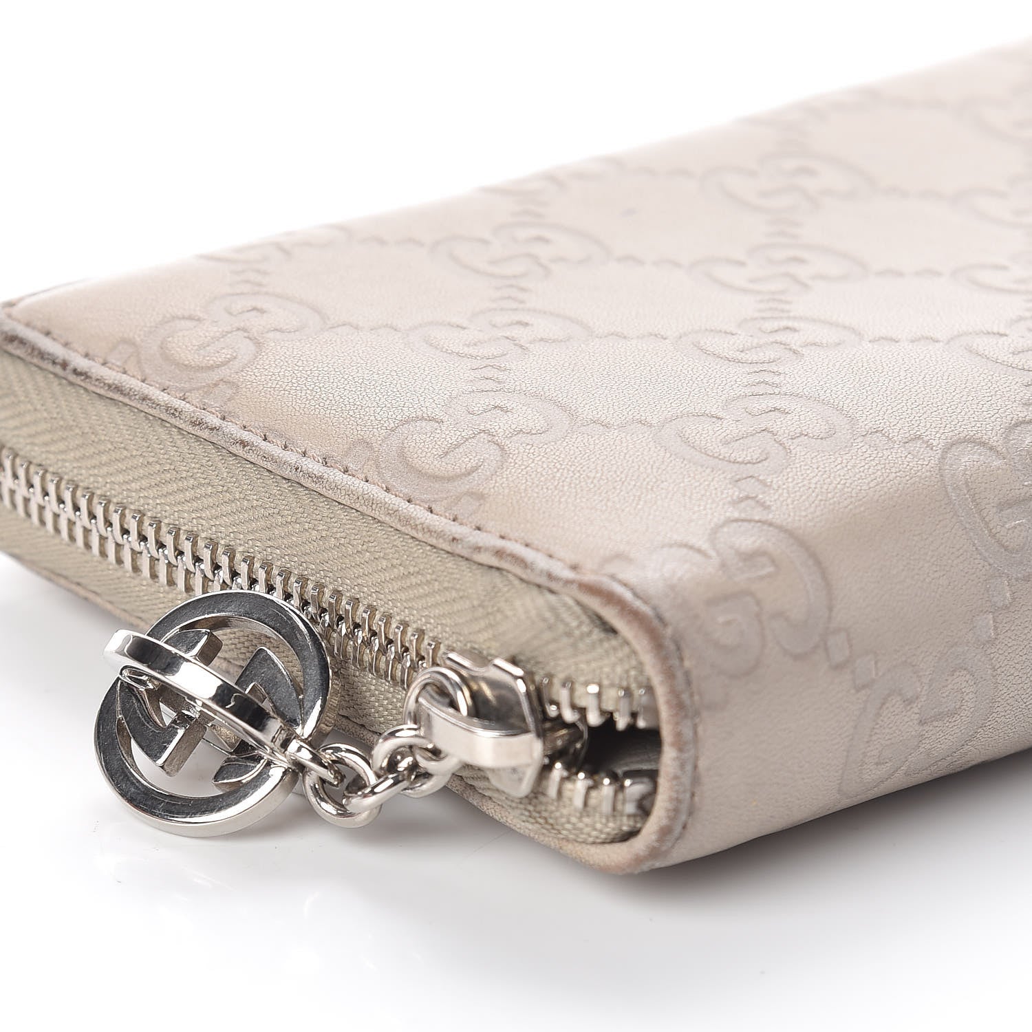 Gucci Guccissima Large Twins Zip Around Wallet White 7 of 17