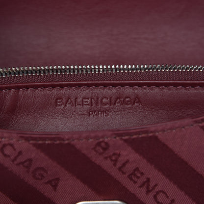 Balenciaga Nylon Jacquard Diagonal Logo Small Scarf Lock Chain Shoulder Bag Rouge Bordeaux Black Beige 9 of 10