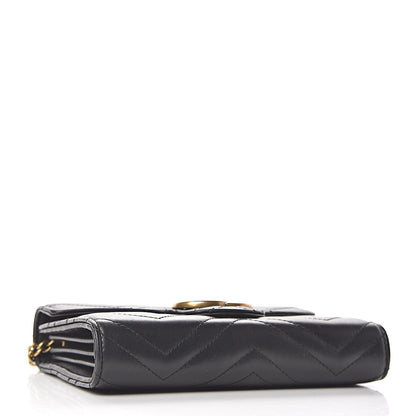 Gucci Calfskin Matelasse GG Marmont Chain Wallet Black 4 of 11