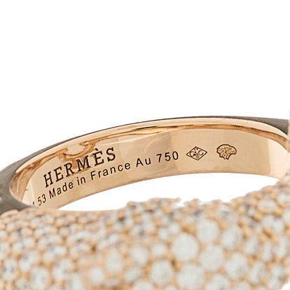 Hermes 18K Rose Gold Diamond Galop Pave Ring 53 6.5 6 of 7