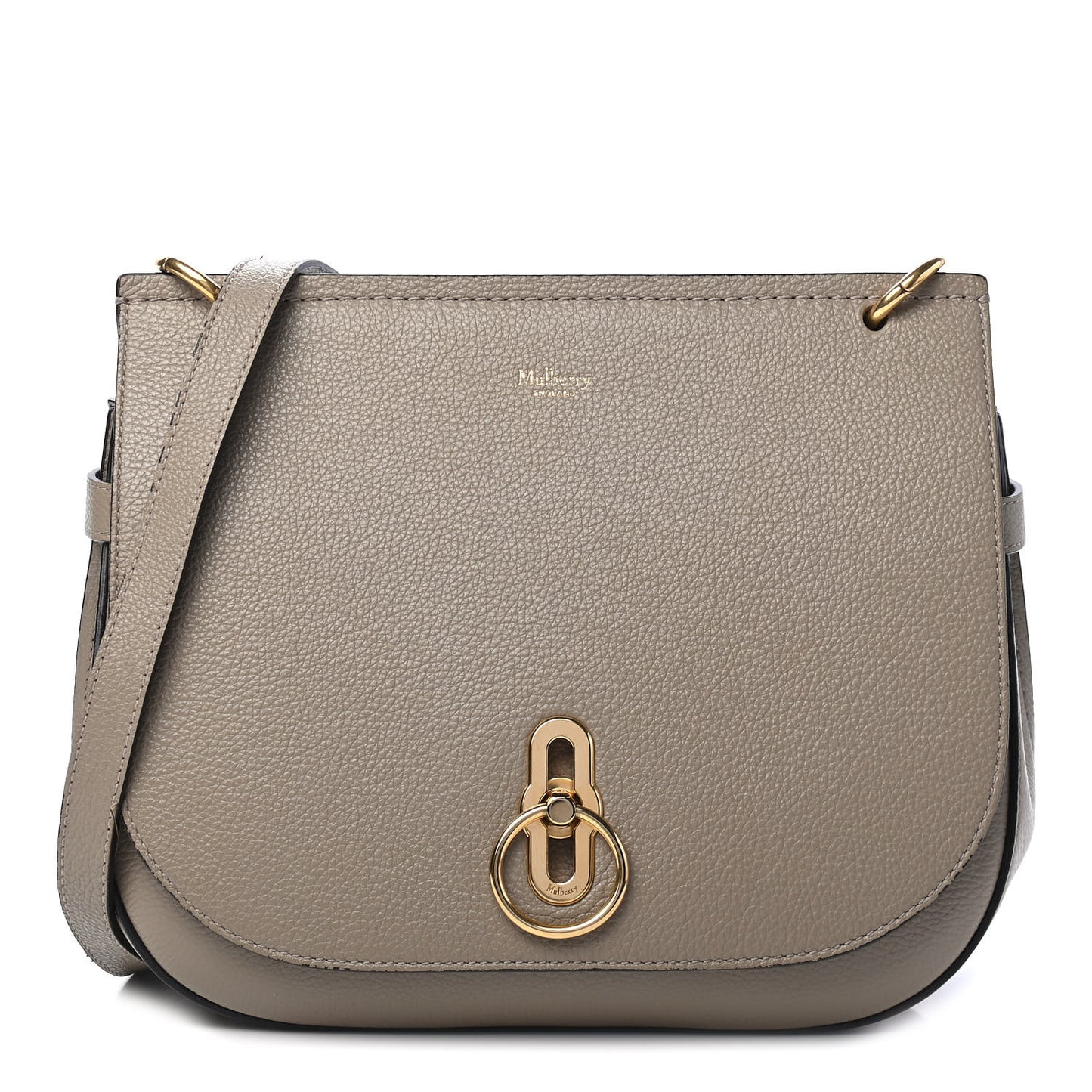 Small Classic Grain Calfskin Amberley Satchel Solid Grey