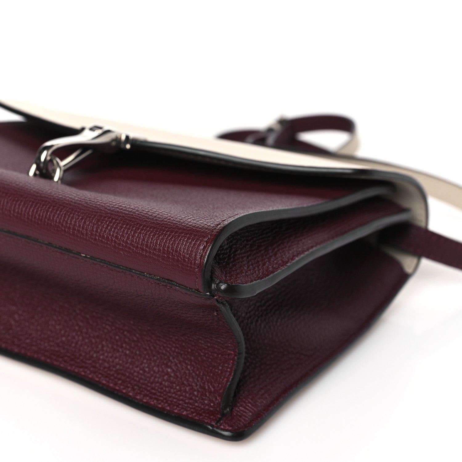 Burberry Derby Calfskin Bi-Color Small Macken Crossbody Bag Mahogany Red Limestone 10 of 12