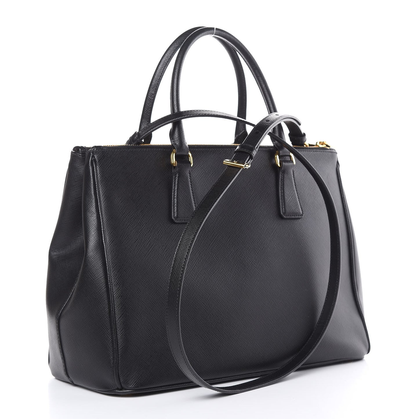 Saffiano Medium Galleria Double Zip Tote Black