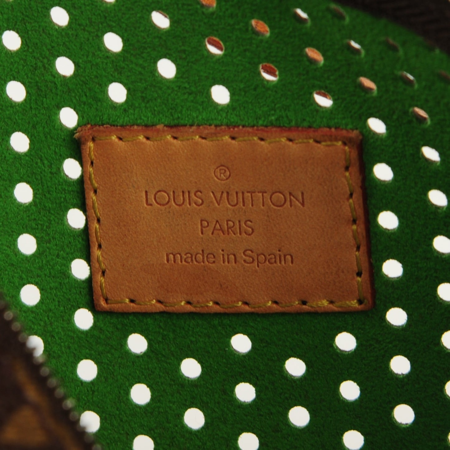 Monogram Perforated Pochette Accessories Bag Green