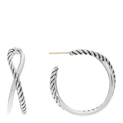 David Yurman Sterling Silver Crossover Cable Hoop Earrings 1 of 5